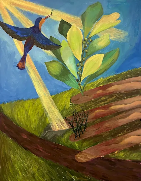 Podobenství o rozsévači - olejomalba od Karin Krutsche, 2023