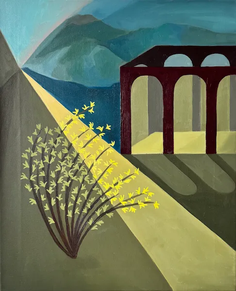 Zlatý déšť - olejomalba od Karin Krutsche, 2025